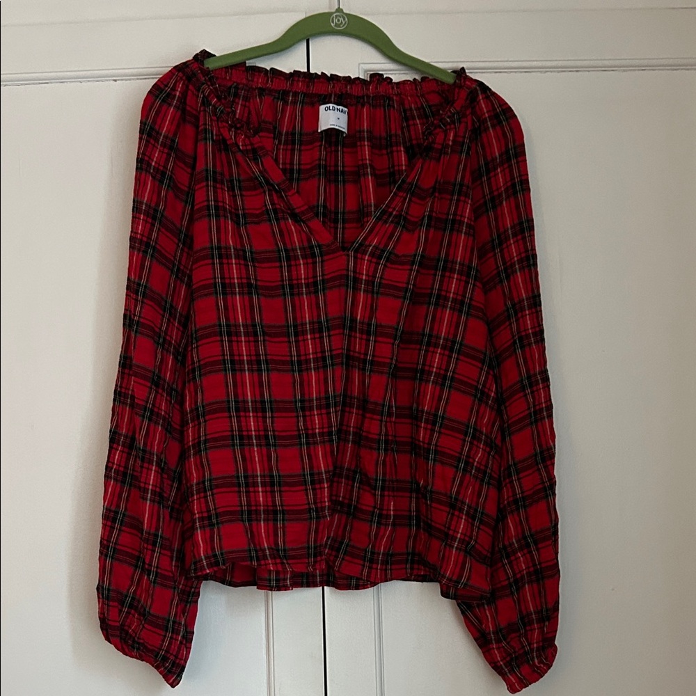 Old Navy Red Plaid Blouse